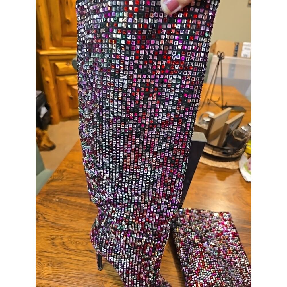 Azalea Wang Izzy-Multi Rhinestone Stiletto Heel Boot Women's Size 8 - Picture 4 of 16